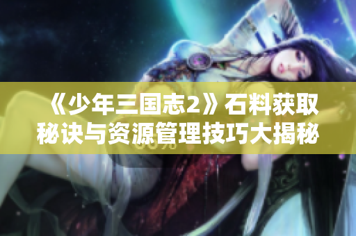 《少年三国志2》石料获取秘诀与资源管理技巧大揭秘