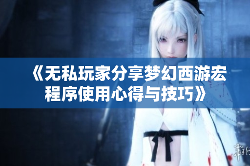 《无私玩家分享梦幻西游宏程序使用心得与技巧》