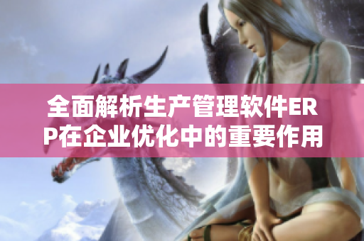 全面解析生产管理软件ERP在企业优化中的重要作用